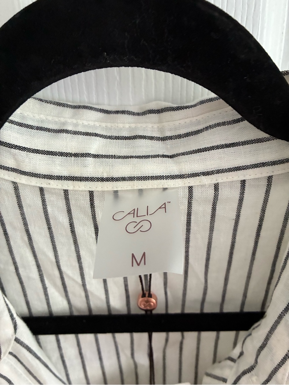 Calia Swim Coverup Dress Yucatan Stripe Ivory Linen Blend Button Down NWT Medium - Picture 10 of 15